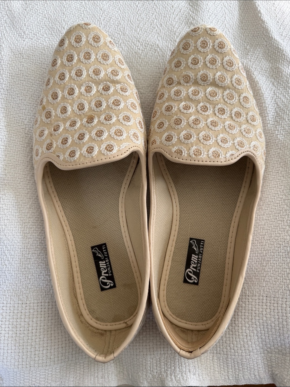 Men Beige Embroidered Slip-On Flats 10